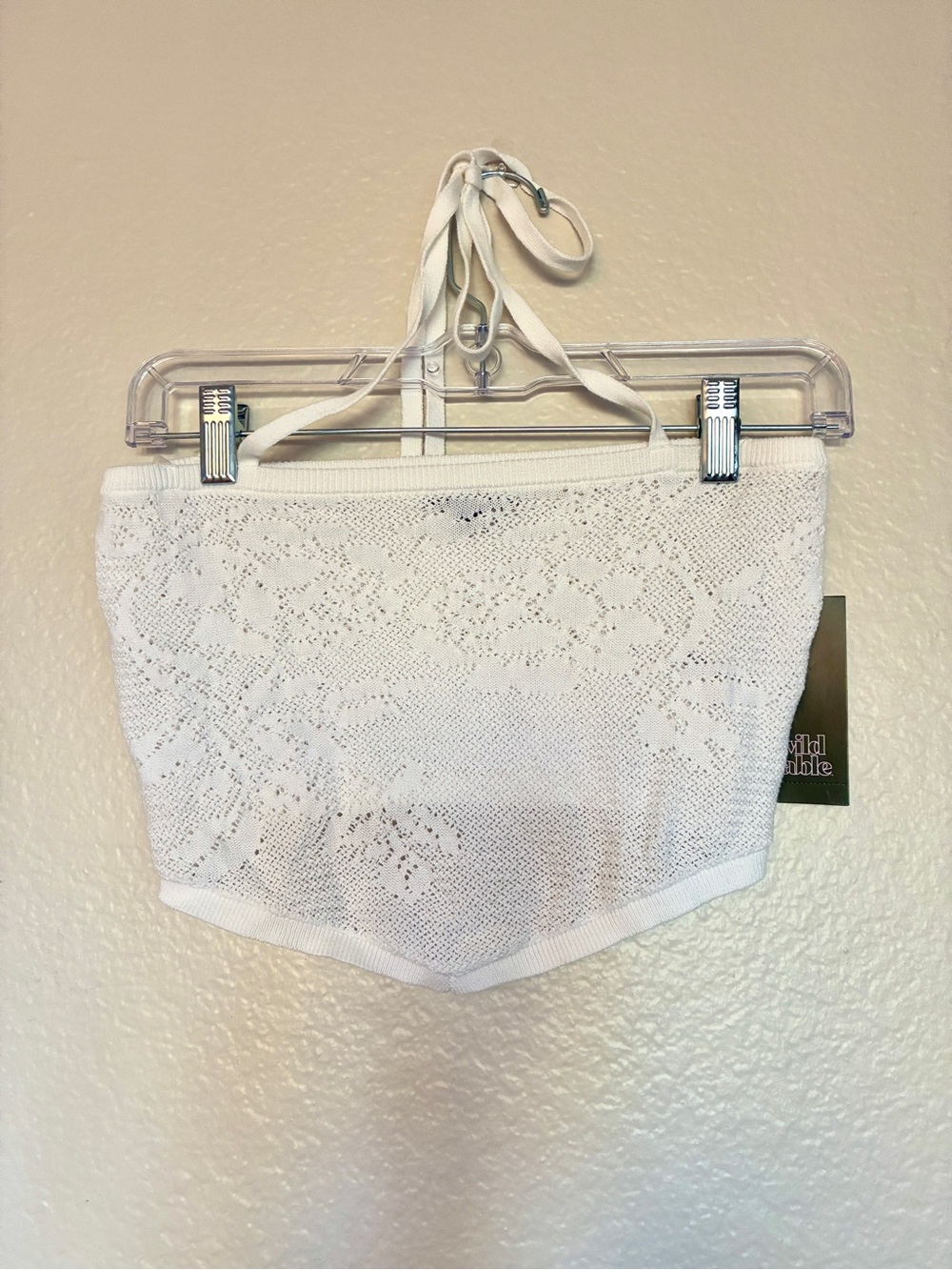 NWT Wild Fable White Crochet Knit Crop Top 100% Cotton Beach Coastal Size Small
